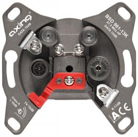 Axing Aerial Outlet Sockets - Antennensteckdose 4-port, Catv, 2 X Data, 15 Db, Durchgangsdose, Hochpassfilter