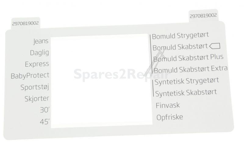 Operating Unit Screen - 2970819002 C00908625 Pc Inlay - Dan [Arcelik]