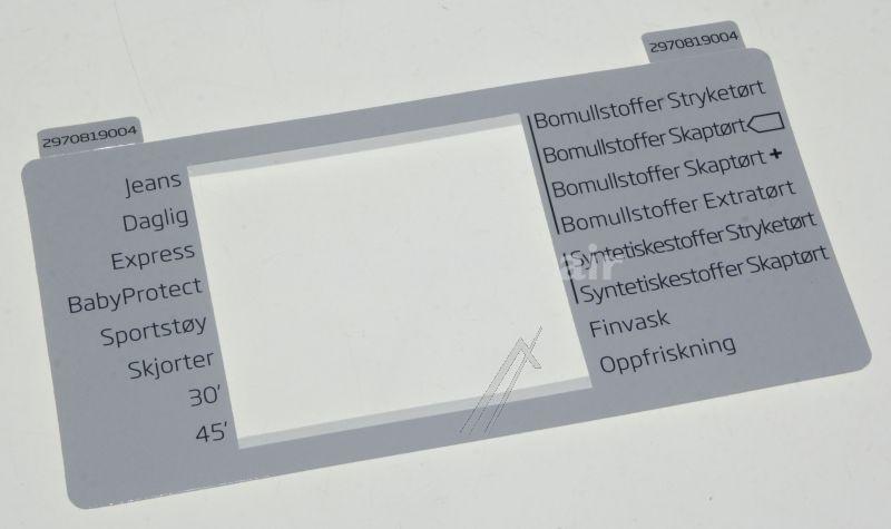 Operating Unit Screen - 2970819004 C00908629 Pc Inlay - Nor [Arcelik]